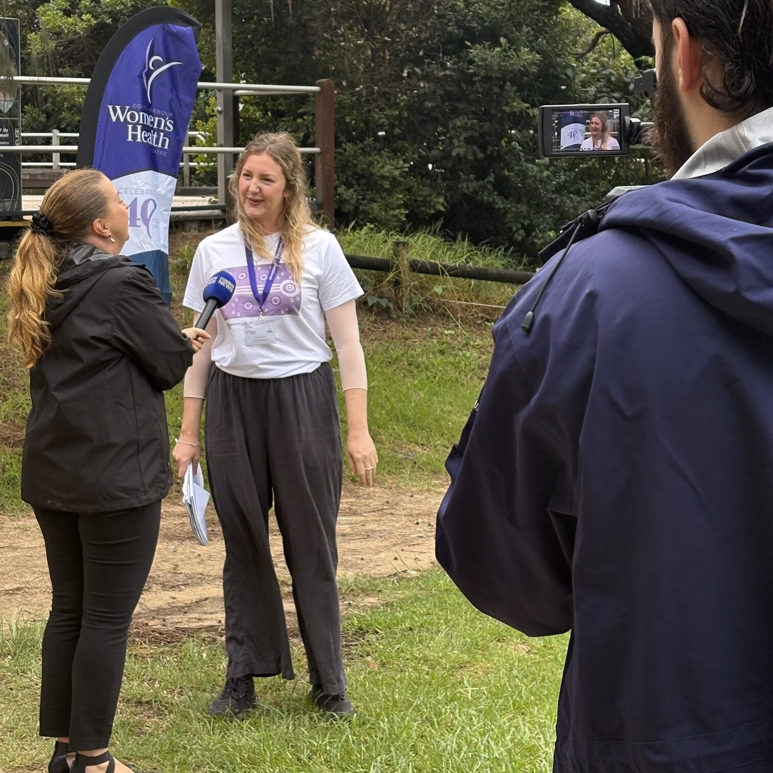 CEO Tazmyn being interviewed on NBN News for the Walk for Women's Health