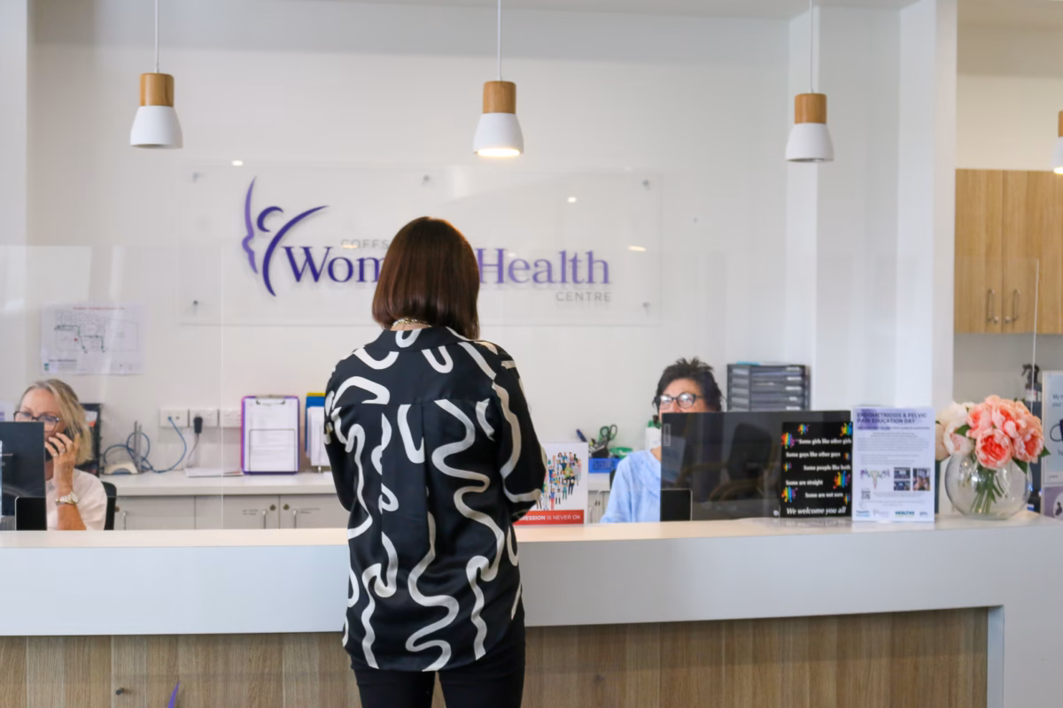 Jen at Women's Health Centre reception